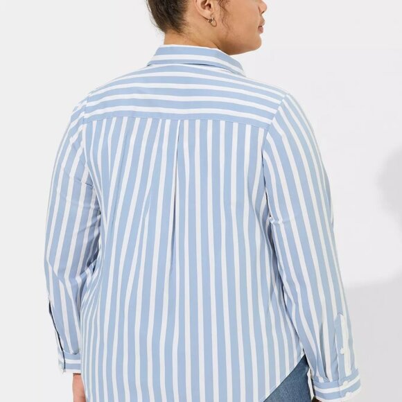 Classic Blue and White Striped Button-Up Long Sleeve Shirt - Size 2 - NWT - Picture 3 of 6